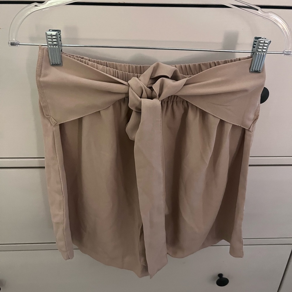 Tan Bow-Tie Shorts